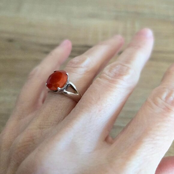 Sterling silver 925 ring with orang/red Carnelian stone. - Picture 3 of 9